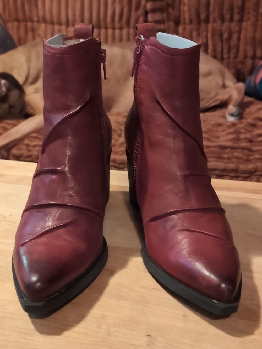 Women's Brown Pointed Toe Wedge Ankle Boots